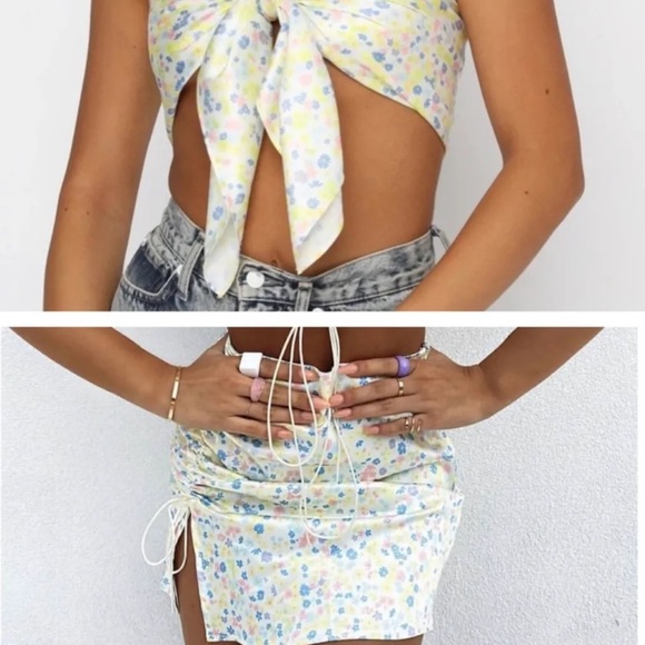 White fox boutique floral wrap set top and skirt set - Picture 4 of 4